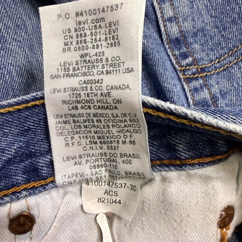 Levis 501 Original Fit Jeans Medium Wash Blue Button Fly Straight Leg 34x29
